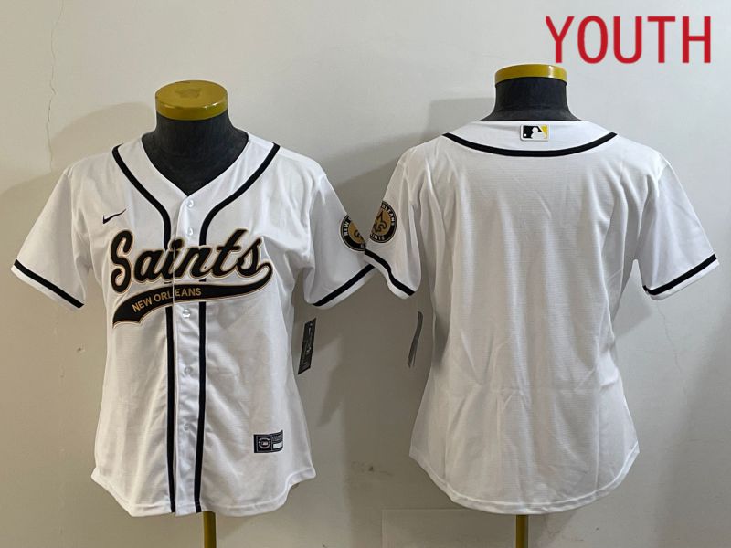 Youth New Orleans Saints Blank White Joint Name 2024 Nike Limited NFL Jersey style 1->youth nfl jersey->Youth Jersey